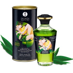 SHUNGA Bio-Massageöl mit wärmender Wirkung und grünem Tee Aroma, 100 ml