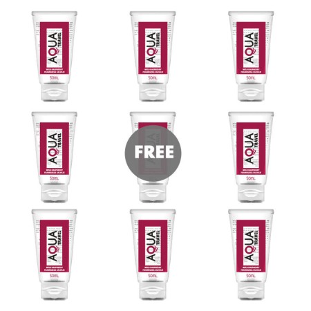AQUA TRAVEL - Wasserbasierter Gleitgel mit Wildem Himbeergeschmack - 50 ml 8+1 Gratis