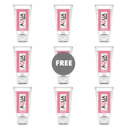 AQUA TRAVEL - Wasserbasierter Erdbeer-Sahne-Liebesgleitgel - 50 ml 8+1 GRATIS