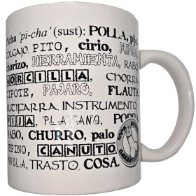DIABLO PICANTE - Weiße Keramiktasse mit Penis-Synonymen 370 ml