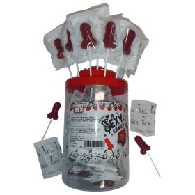 DIABLO PICANTE - 50er Set Erdbeer-Kirsch Lutscher in Penisform