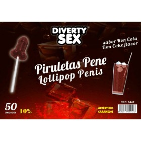 DIABLO GOLOSO - 50 Penis-Lutscher mit Rum-Cola Geschmack und 10% Alkohol