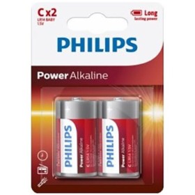 PHILIPS Power Alkali Batterie C LR14, 2er Pack