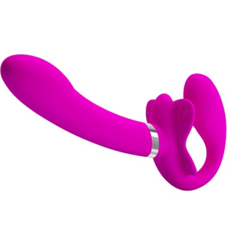 PRETTY LOVE Valerie Doppel-Strap-On Vibrator mit 12 Vibrationsmodi, Lila