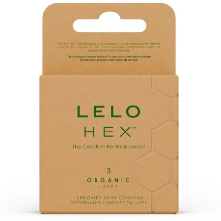 LELO HEX ORGANIC Kondome – 3 Stück, organisches Latex mit L-Arginin