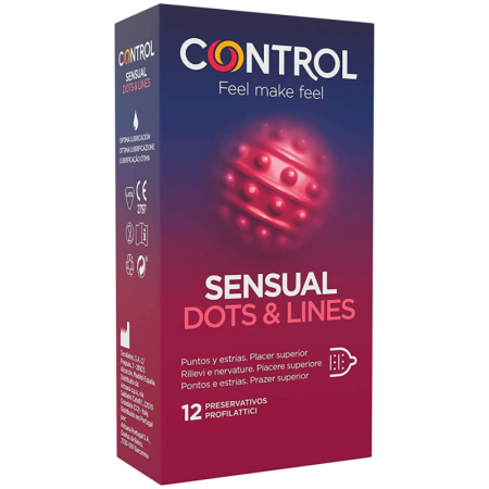 CONTROL Sensual Dots & Lines Kondome 12 Stück – Punkte & Rillen für extra Stimulation