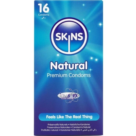 SKINS Natural Premium Kondome 16er Pack – ultradünn, extra befeuchtet