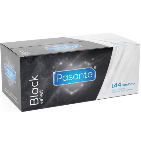 PASANTE Black Velvet Kondome 144er Pack - Schwarze Latex-Kondome mit Komfortspitze