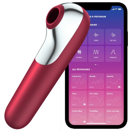 SATISFYER Dual Love - Vibrator und Saugstimulator mit Pulsationsluft, Rot