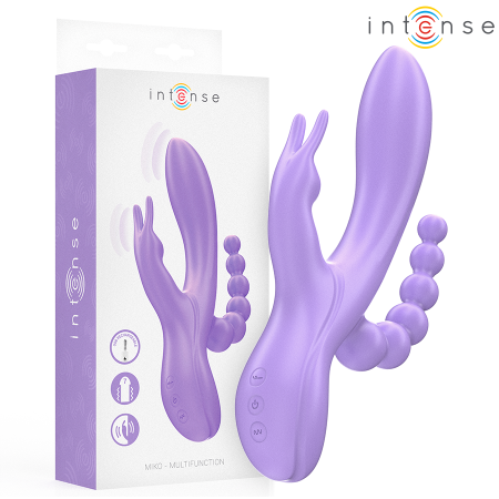 INTENSE - MIKO Dreifach Vibrator Rabbit mit Analstimulator, 7 Vibrationsmodi, Lila