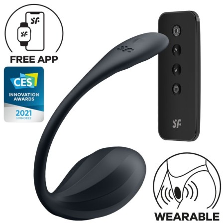 SATISFYER Ribbed Petal G-Punkt Stimulator mit Fernbedienung und kostenloser App, Schwarz