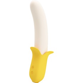 PRETTY LOVE Banana Geek Super Power Vibrator mit 7 Vibrationsmodi und 3 Push-Funktionen aus Silikon, Schwarz
