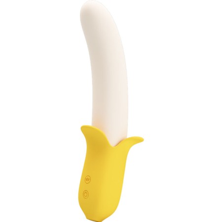PRETTY LOVE Banana Geek Super Power Vibrator mit 7 Vibrationsmodi und 3 Push-Funktionen aus Silikon, Schwarz