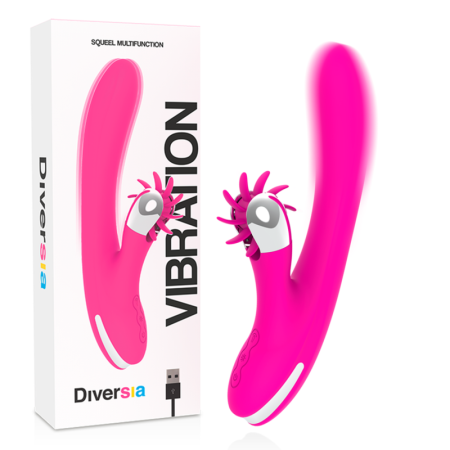 DIVERSIA - Bunny Vibrator mit 24 cm Länge, USB wiederaufladbar, 7 Vibrationsmodi