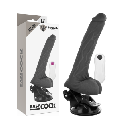 BASECOCK Realistischer Vibrator 18,5 cm - Artikuliert, Fernbedienung, Schwarz