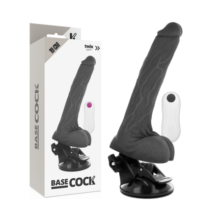 BASECOCK Realistischer Vibrator mit Fernbedienung Schwarz 19 cm