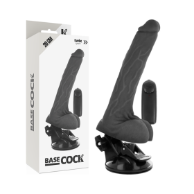 BASECOCK Realistischer Vibrator mit Fernbedienung und Hoden, 20 cm, Schwarz