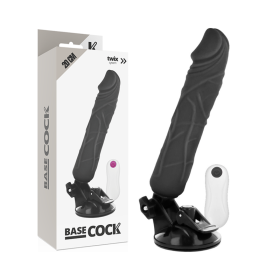 BASECOCK - Realistischer Vibrator mit Fernbedienung, Schwarz, 20 cm x 4 cm