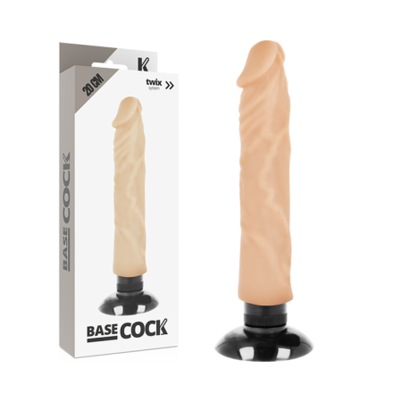BASECOCK Realistischer Vibrator 2-in-1 Naturfarben 20 cm - Ø 4 cm