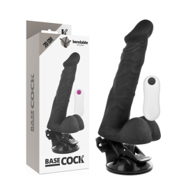 BASECOCK - Realistischer, artikulierbarer Vibrator mit Fernbedienung, schwarz, 20 cm