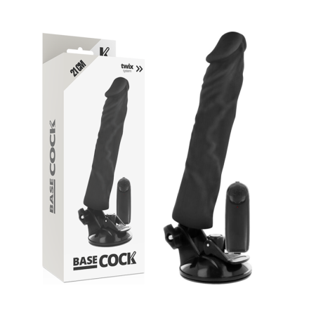 BASECOCK Realistischer Vibrator mit Fernbedienung, Schwarz, 21 cm Länge