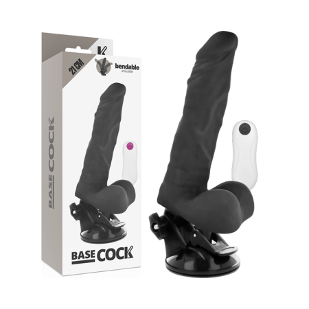 BASECOCK - Realistischer, artikulierbarer Vibrator mit Fernbedienung, 21 cm, Schwarz